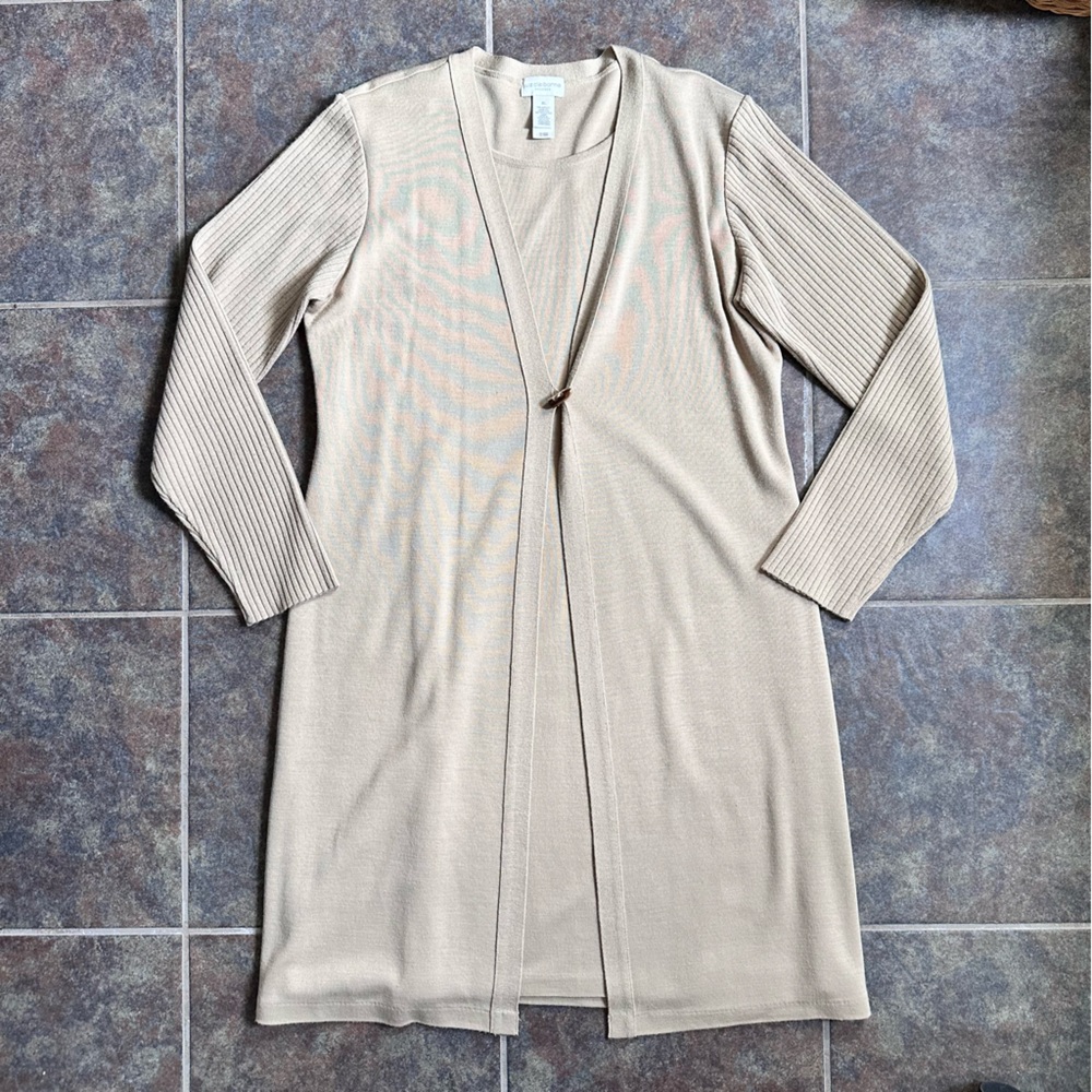 Liz Claiborne wool blend Tan Long Sleeve Dress